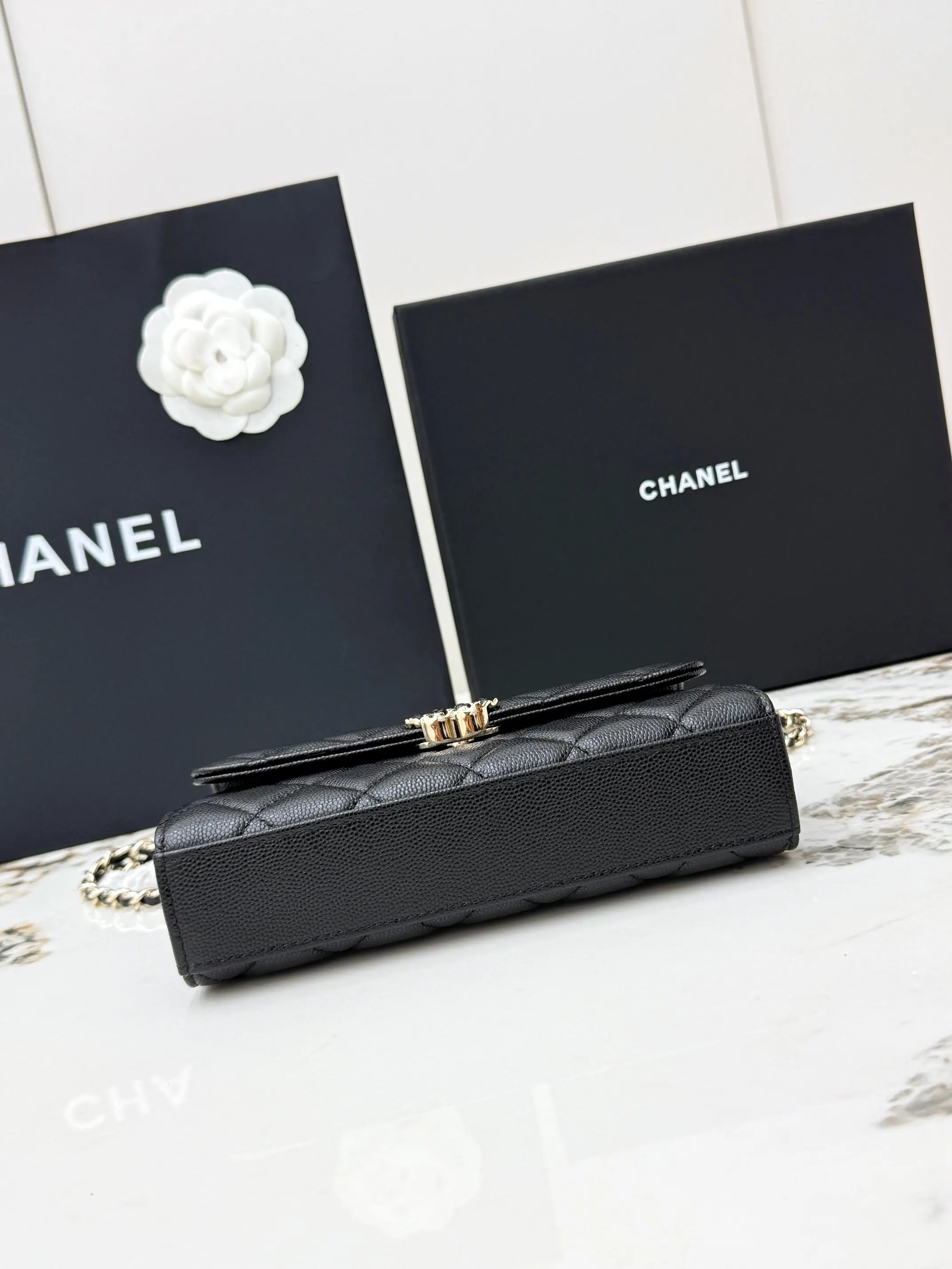 Chanel Black Top Handle Bag Leather