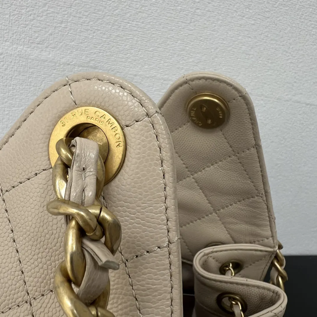 Chanel Beige Hobo Shoulder Bag Leather