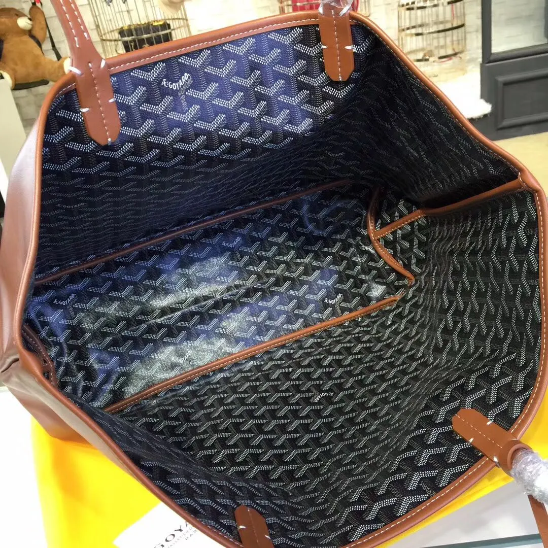 Goyard 戈雅 双面可用 充满法式优雅 订制Y字母涂鸦料 皮轻 托特包 大容量托特款