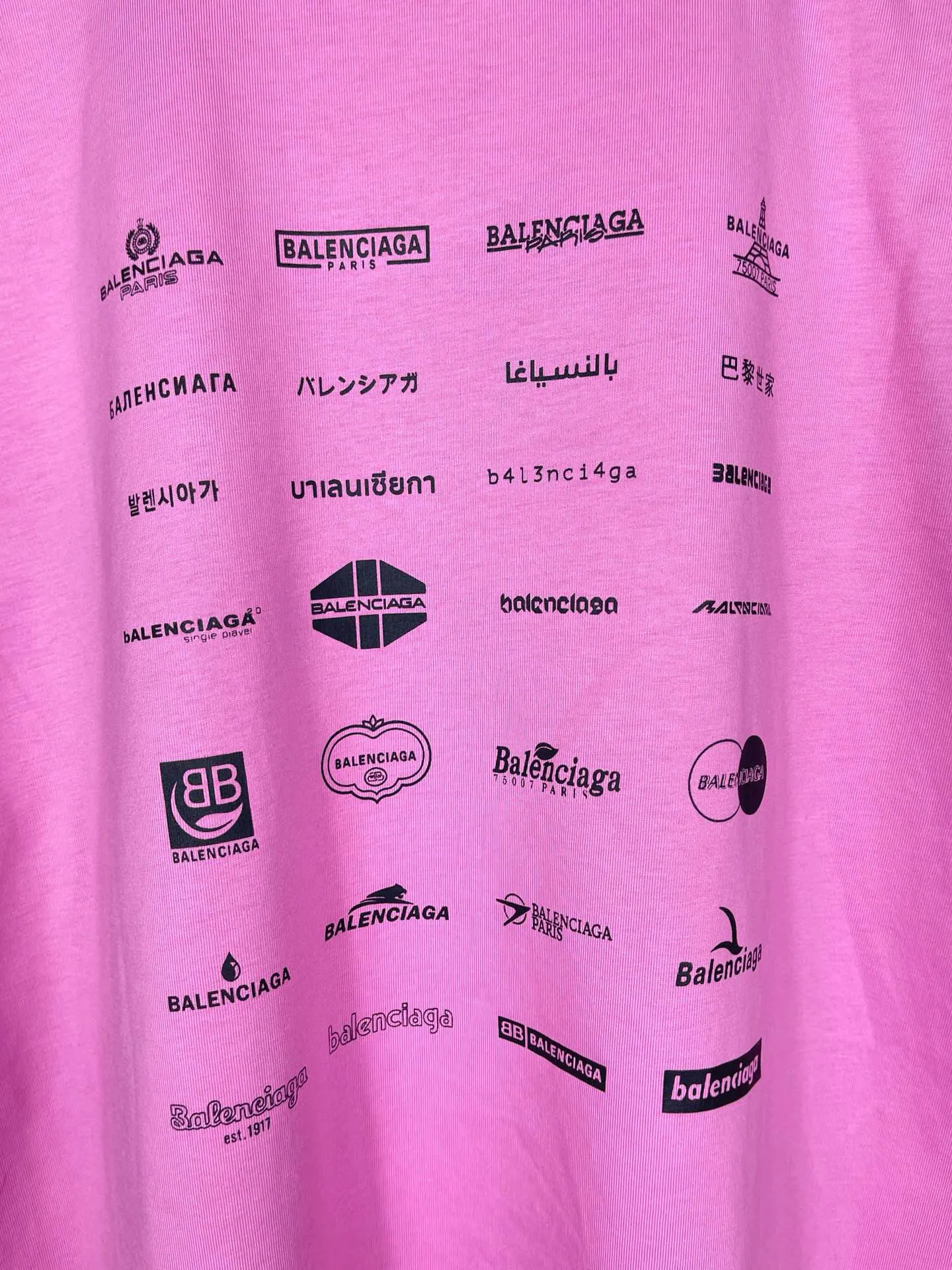 Balenciaga Black Cotton Logo Short Sleeve T-Shirt Loose Casual