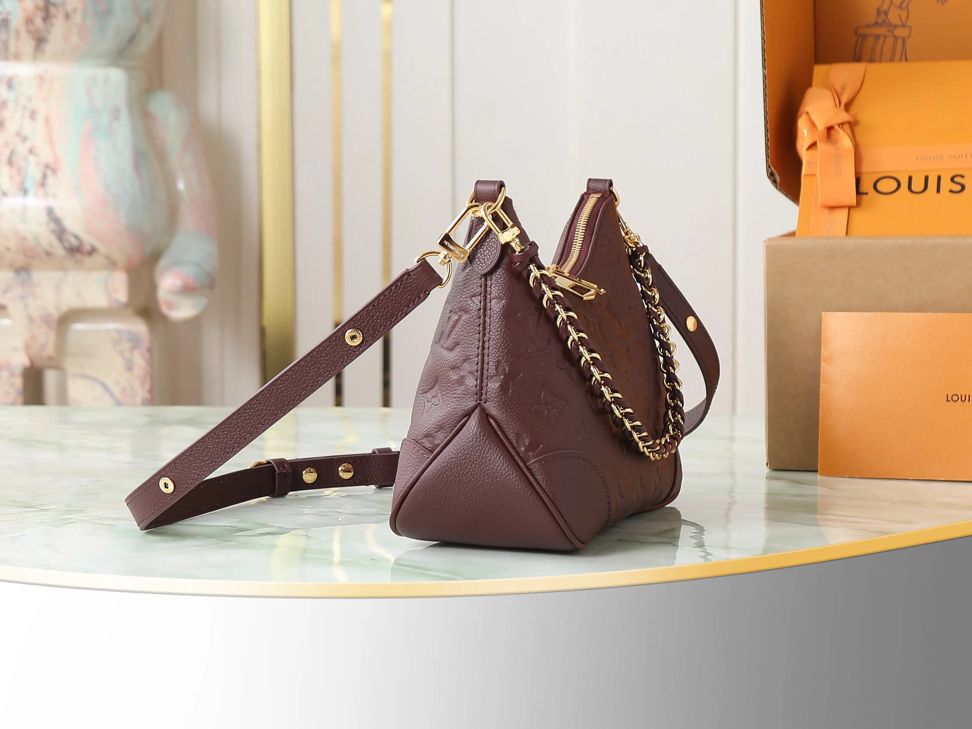 LV Brown Embossed Chain Underarm Bag Image 2