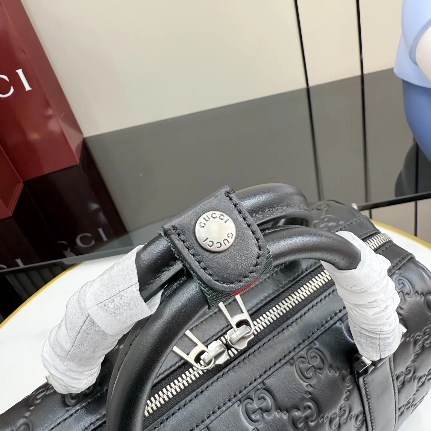 Gucci GG Emblem 黑色 皮革 旅行袋 大容量旅行款