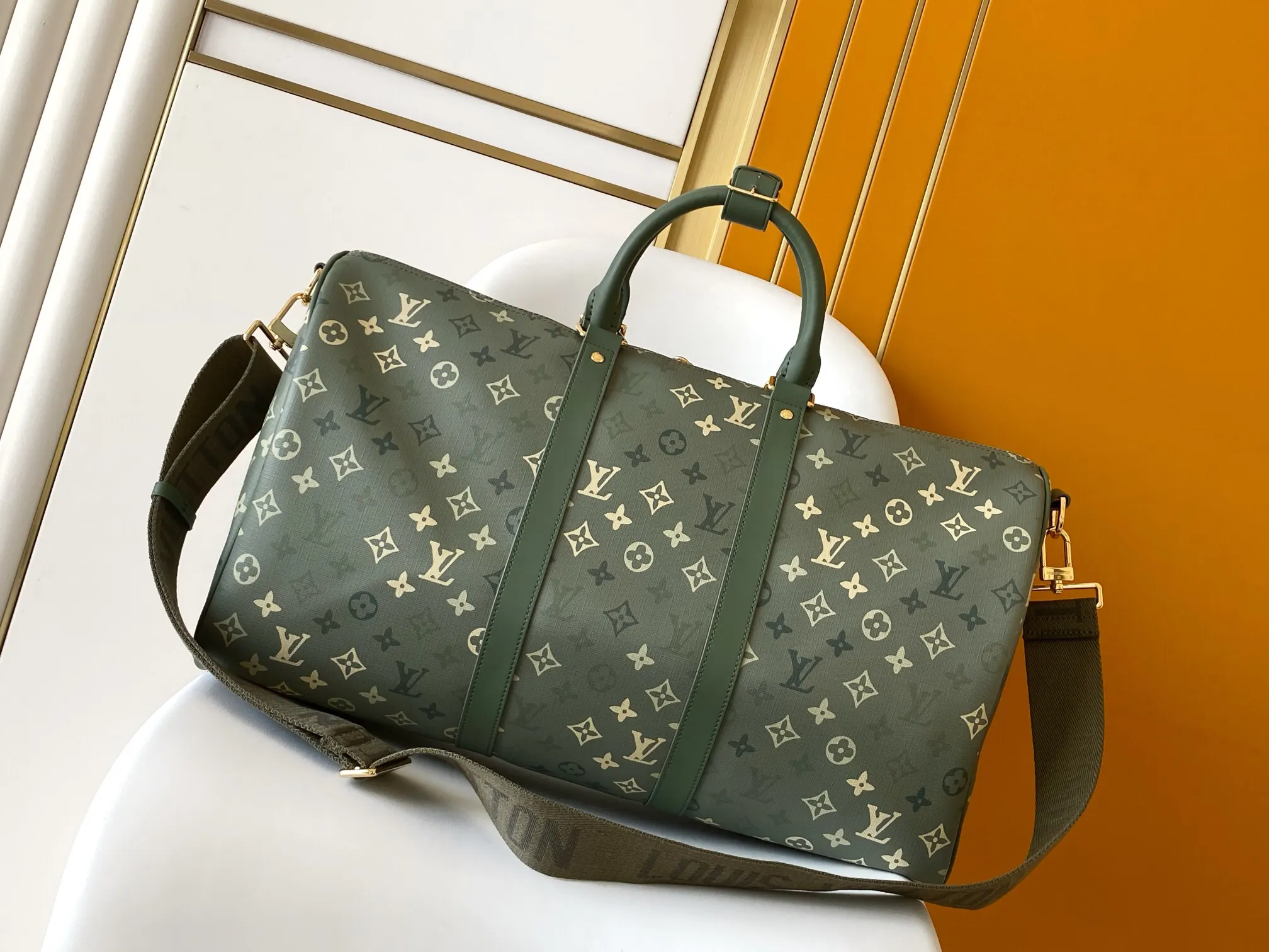 Keepall 綠色 牛皮 旅行袋 大容量旅行款