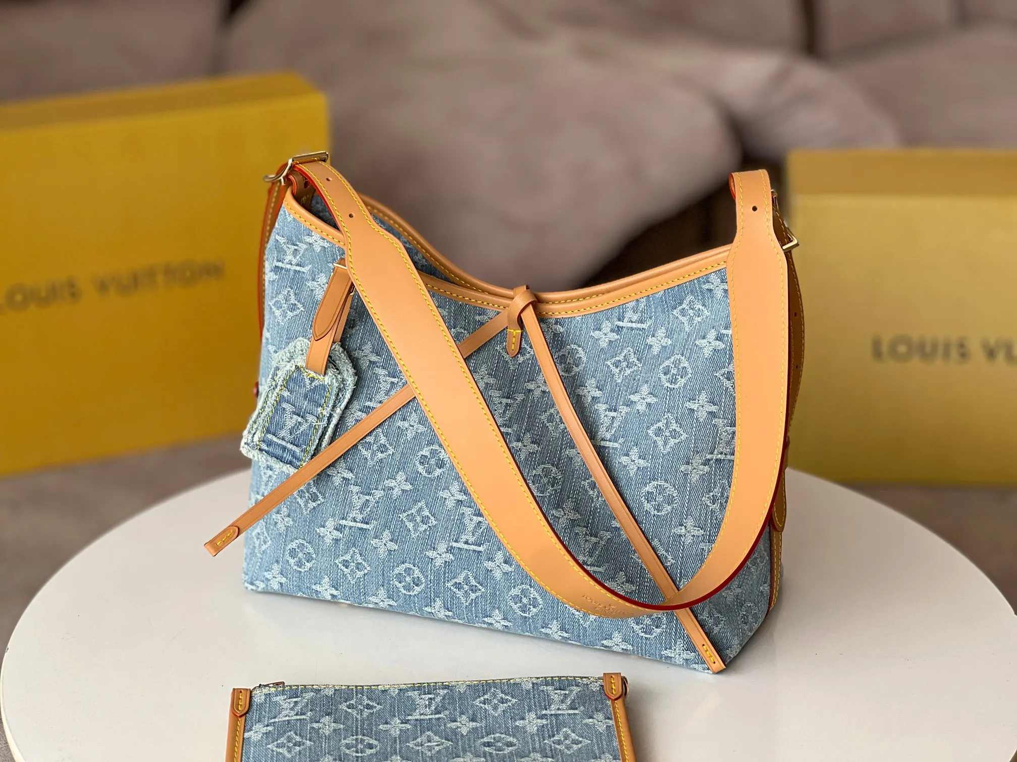 CarryAll 藍色 牛仔 帆布 手拿包 精致手拿款