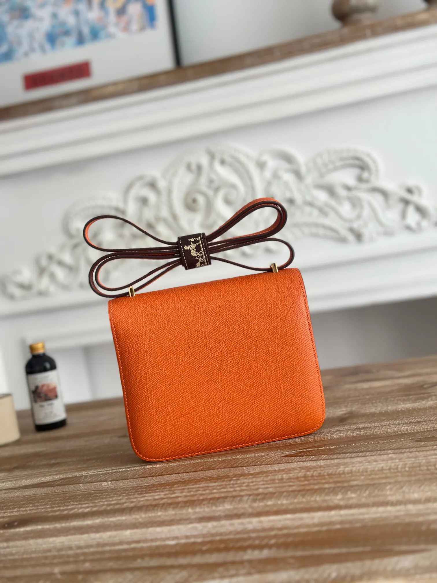 Hermès Constance Orange Leather Crossbody Bag Classic