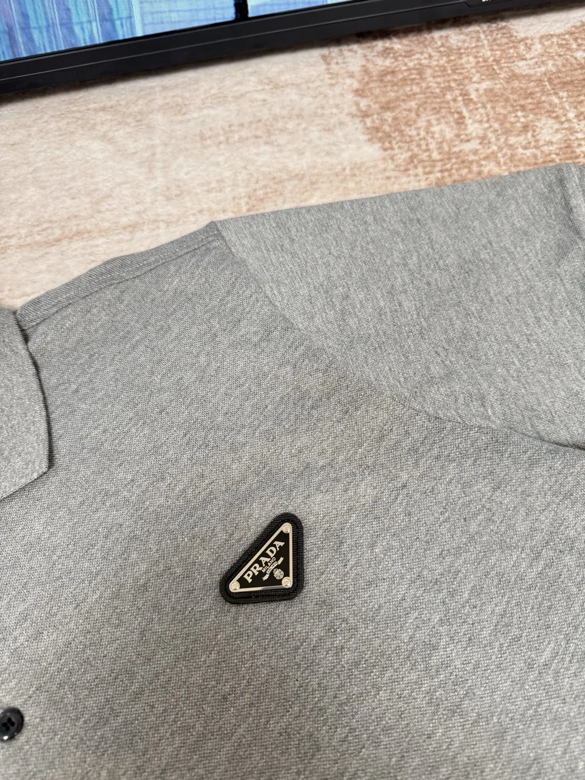 Prada Triangle Logo Cotton Polo Shirt