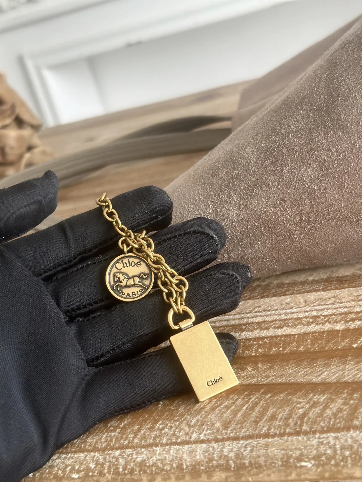 金色 麂皮 Chloe Spin系列麂皮托特包 大容量托特款