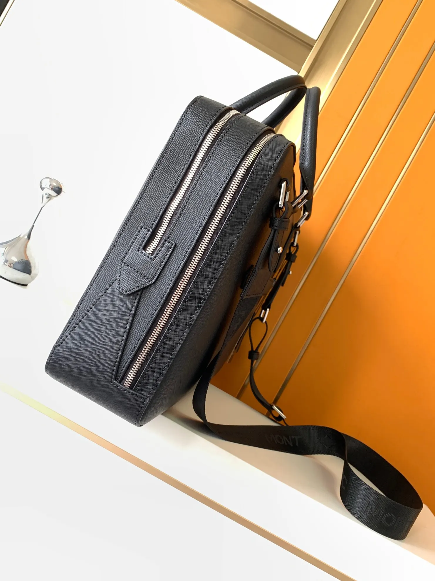 Black Briefcase Business Commuter Leather