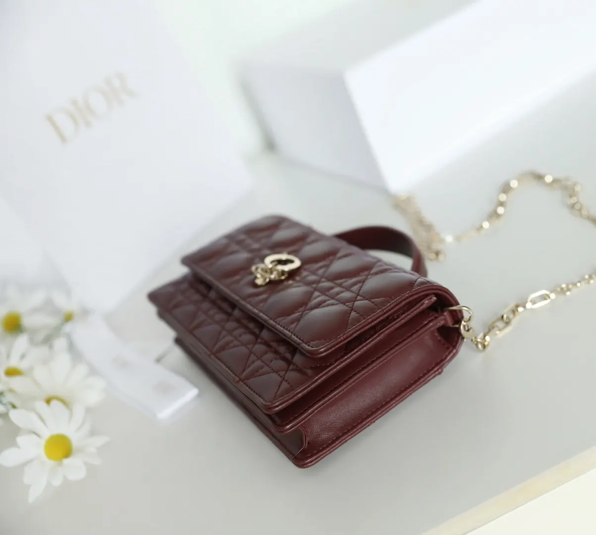 Dior Cannage 鏈條包 酒紅色(數字6) Dior Cannage 鏈條包 酒紅色(數字6)
