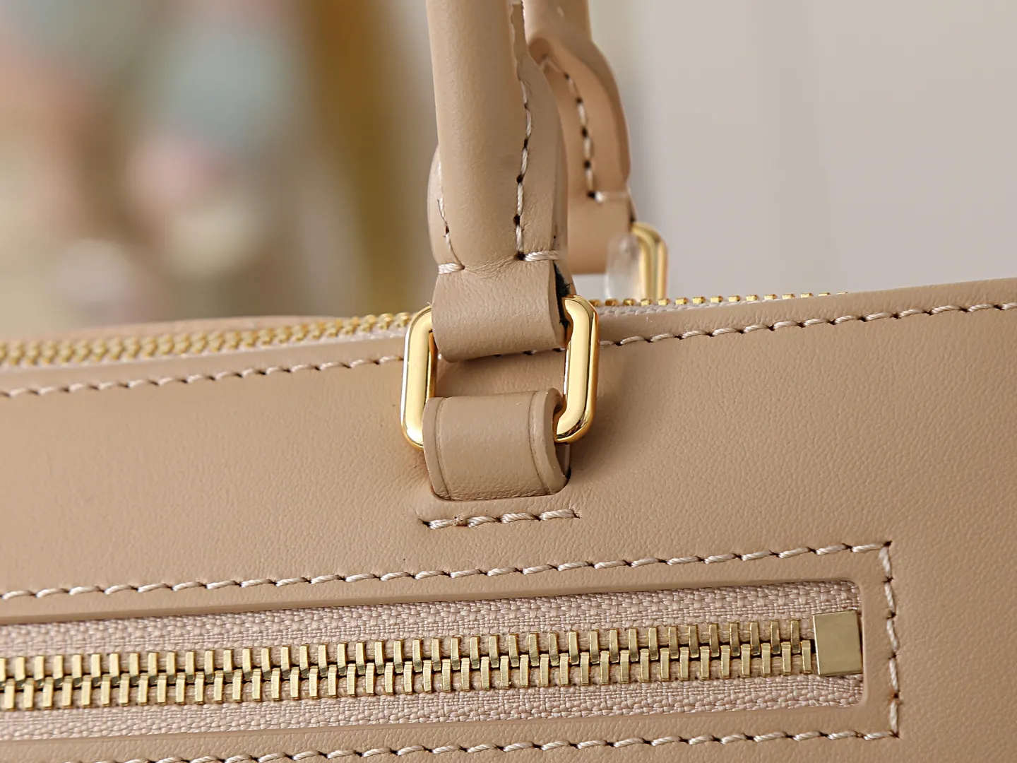 Beige Gold Tote Bag