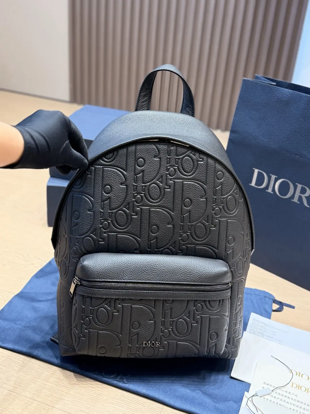 Dior Oblique 黑色 皮革 双肩包