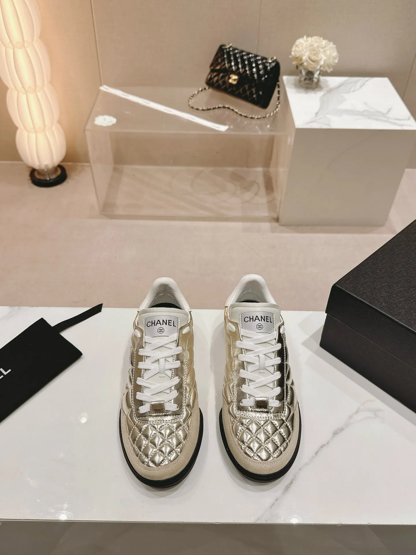 Chanel Beige Leather Sneakers