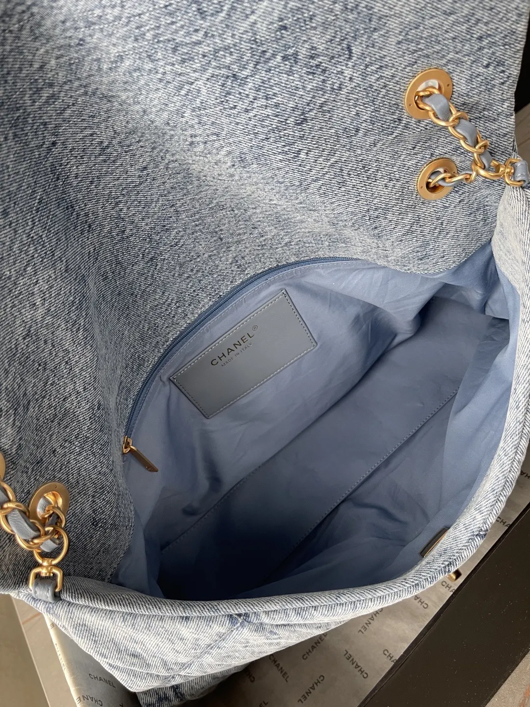 CHANEL 金色 牛仔 鏈條包 精致鏈條款