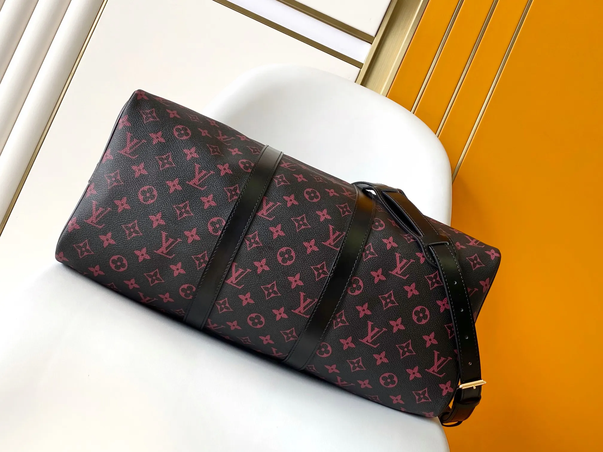 Keepall 黑色 金色 牛皮 旅行袋 大容量旅行款