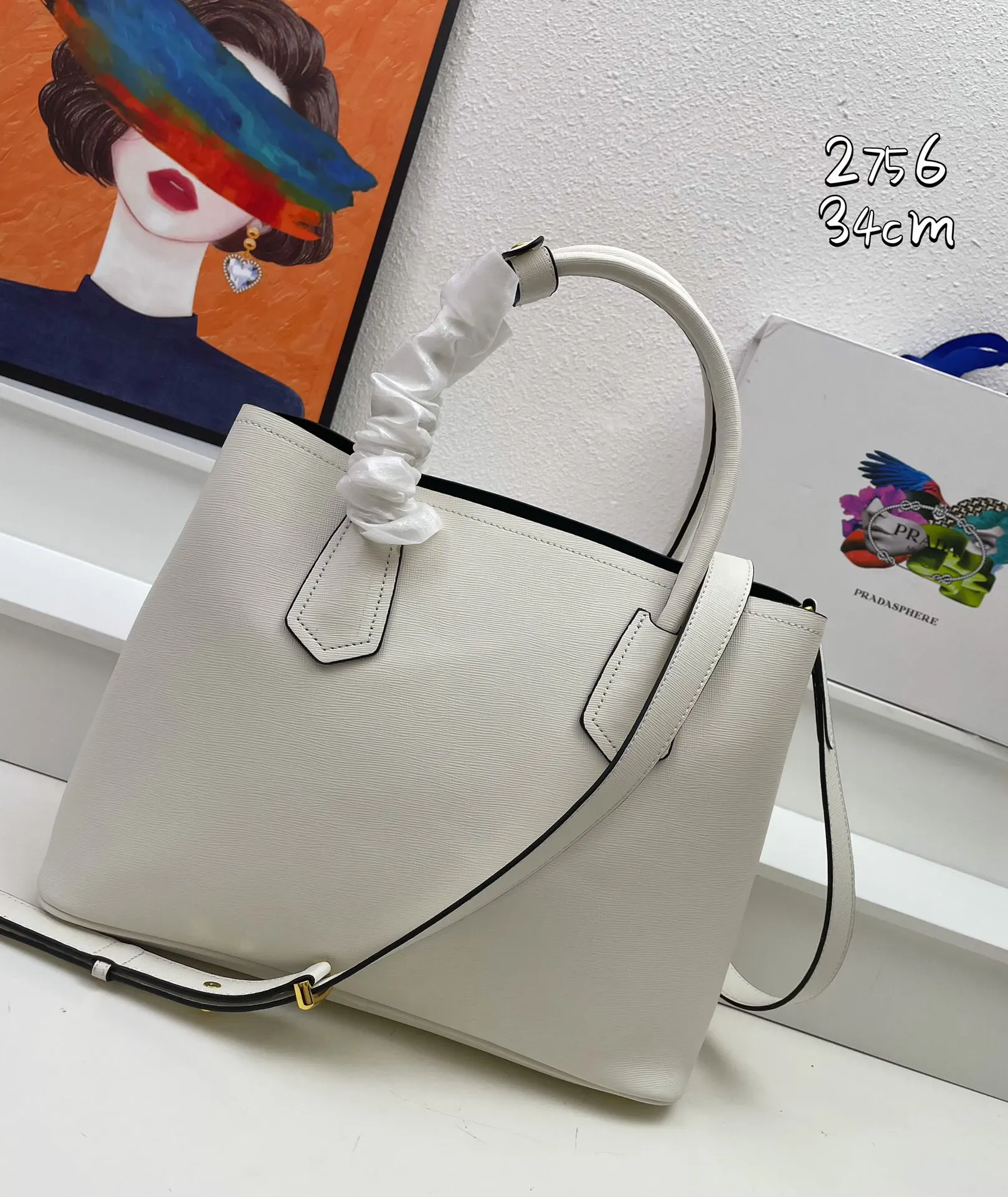 Prada Saffiano 十字纹牛皮 购物袋 輕便实用 托特包