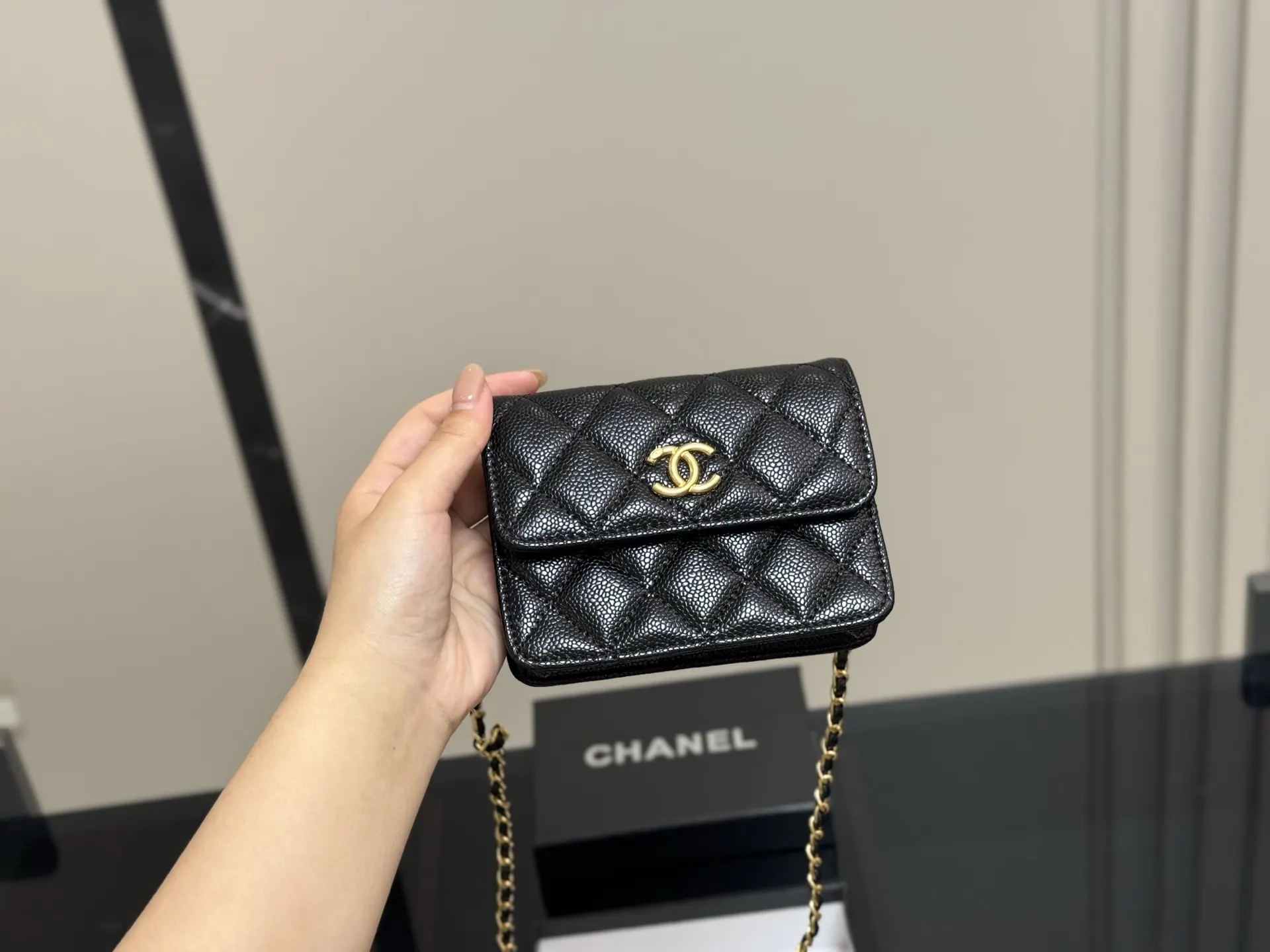CHANEL 牛皮 盒 珍珠 小废包 cf 双 腋下包 復古腋下背款