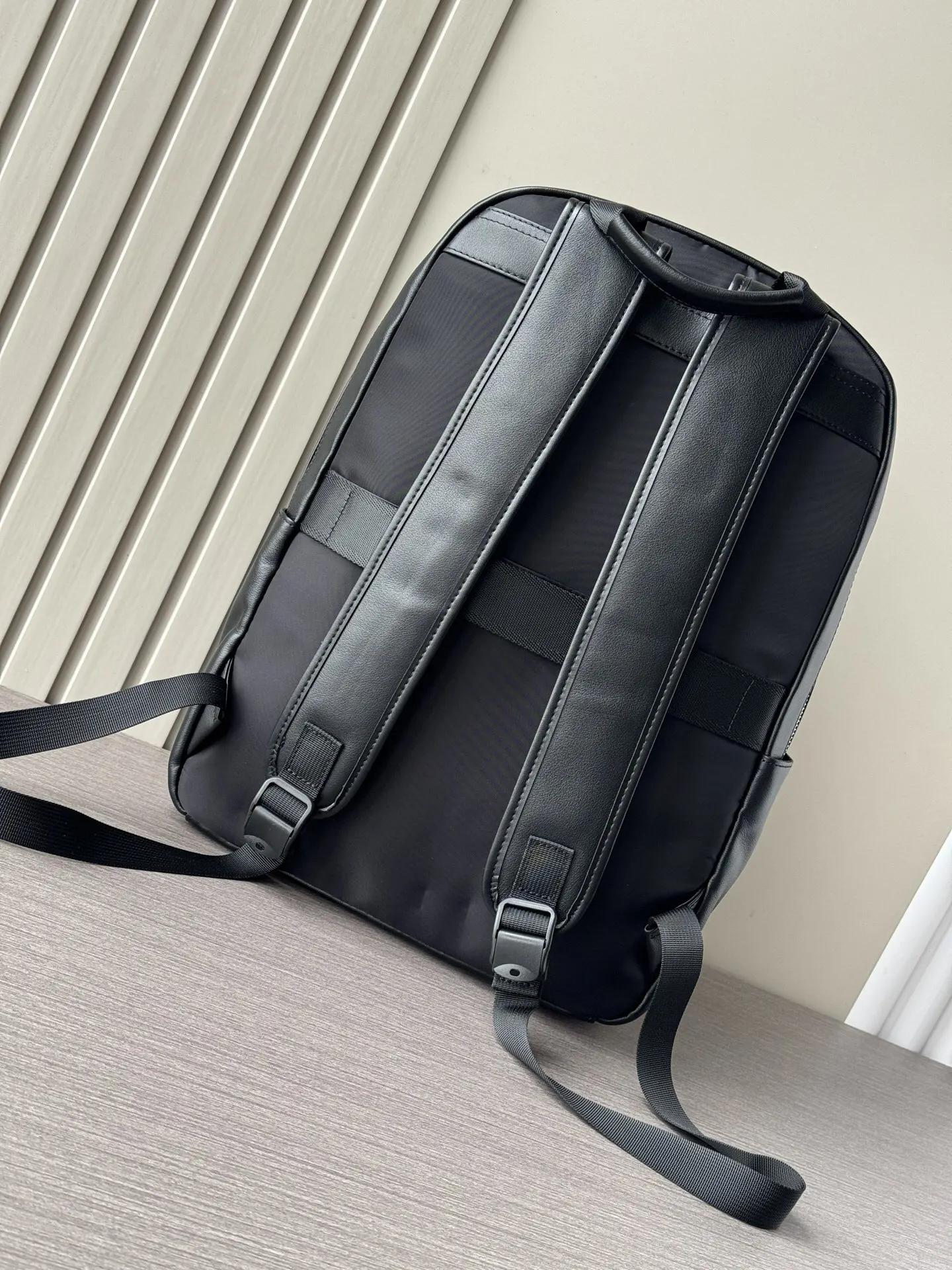 Prada Black Leather Backpack Logo