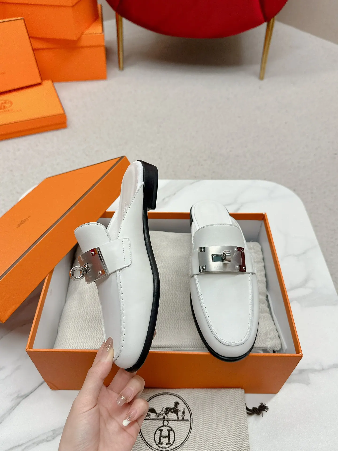 Hermès 小牛皮 拖鞋 舒适