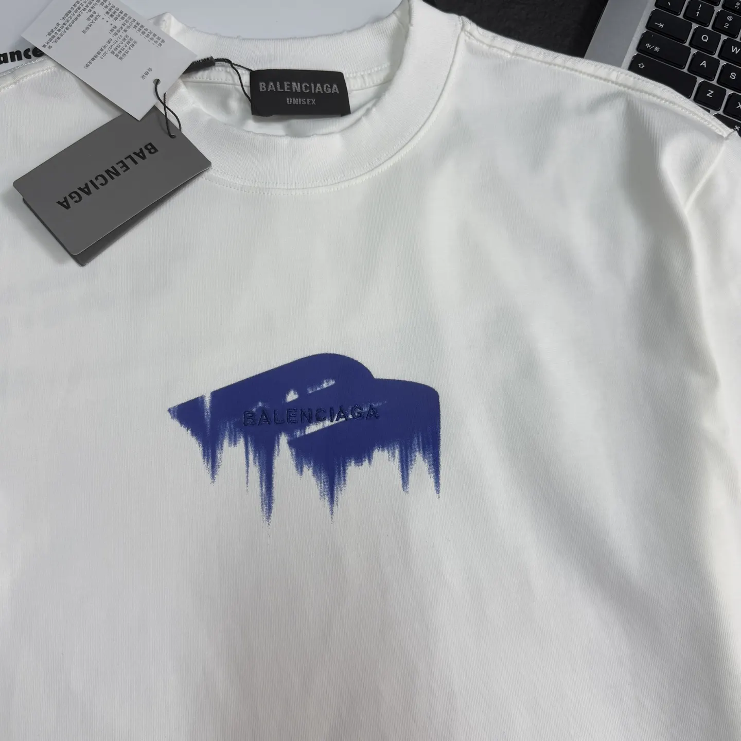 Balenciaga 白色 純棉 Logo 短袖T恤 宽松休閒