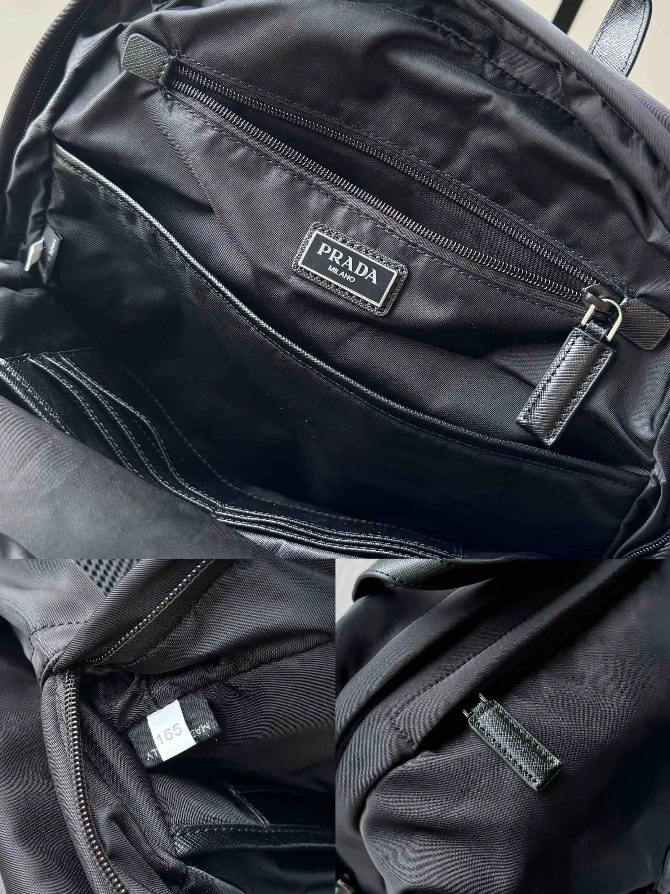 PRADA 黑色 Re-Nylon尼龙 牛皮 双肩背包 轻便实用款