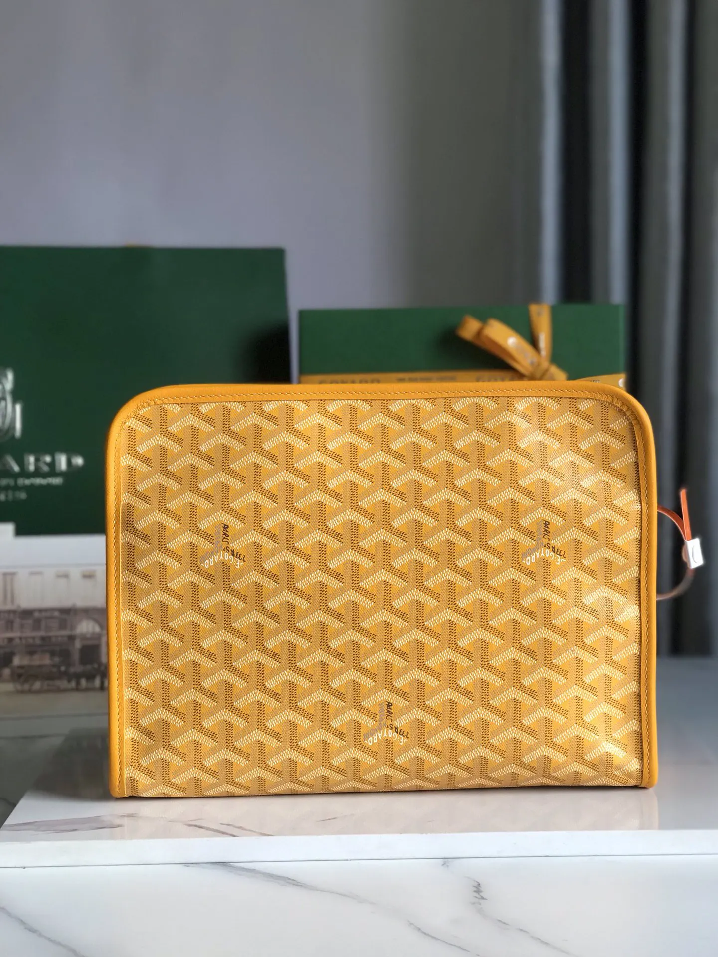 Goyard 黃色 牛皮 手拿包 精致手拿款