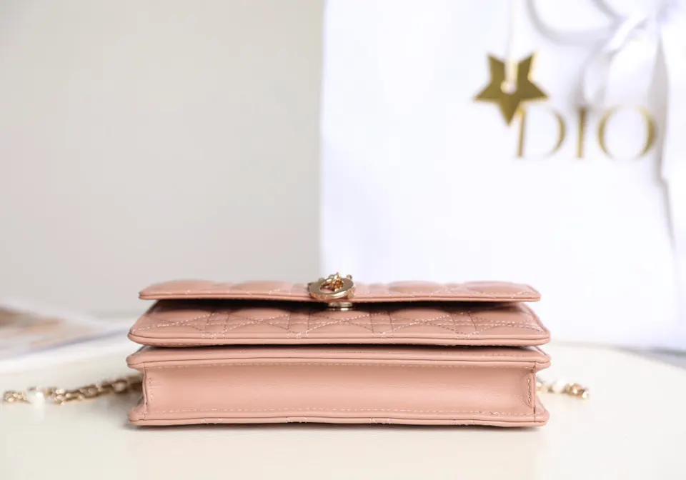 Dior Cannage 链条包 粉色
