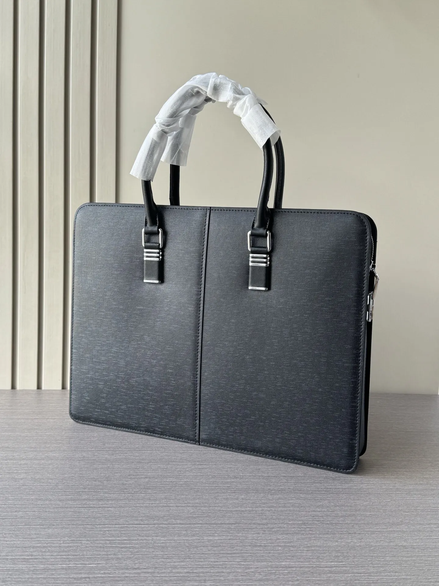 Prada 黑色 藍色 牛皮 公文包 商務通勤款