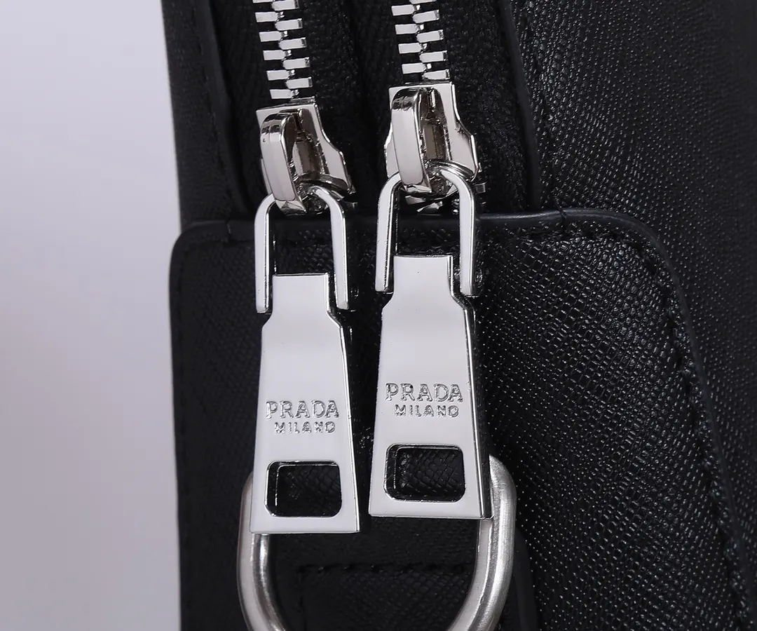 Prada 黑色 藍色 牛皮 公文包 商務通勤款