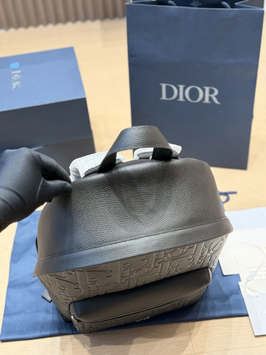 Dior Oblique 黑色 皮革 双肩包