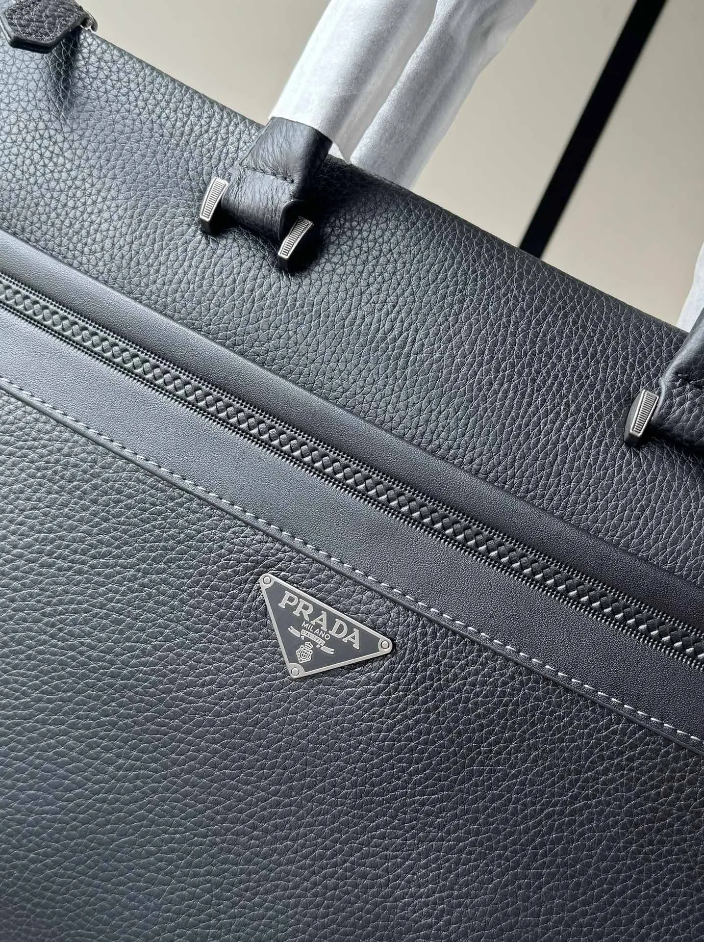 Prada Black Briefcase Business Commuter Leather