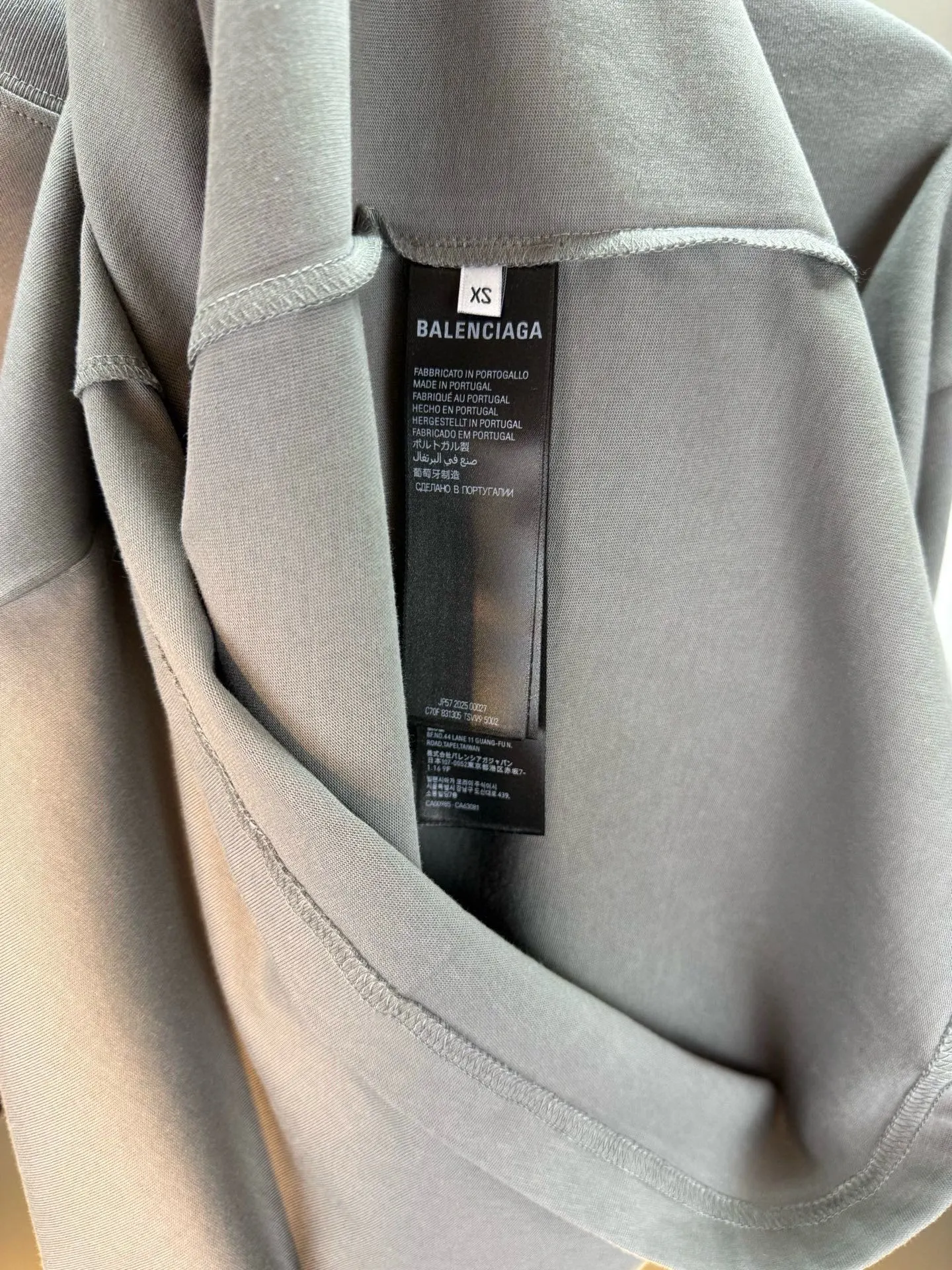Balenciaga Gray Cotton Logo Short Sleeve T-Shirt Street Casual Style