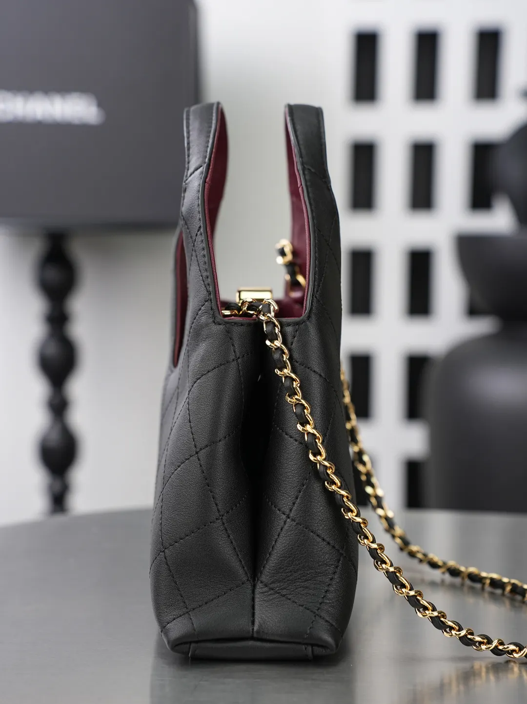Black Red Chain Bag Premium Leather