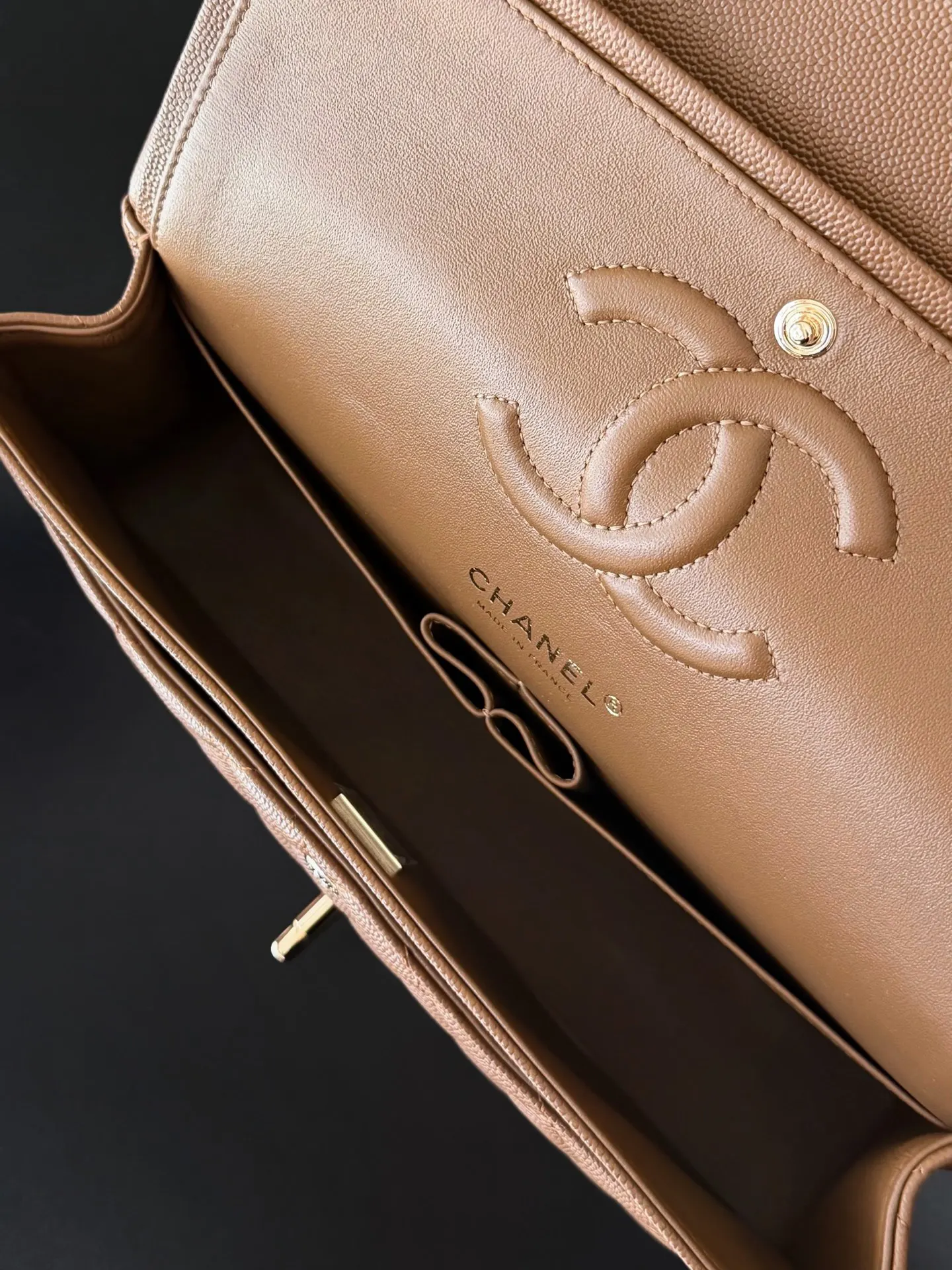 Chanel Brown Leather Quilted Crossbody Bag
