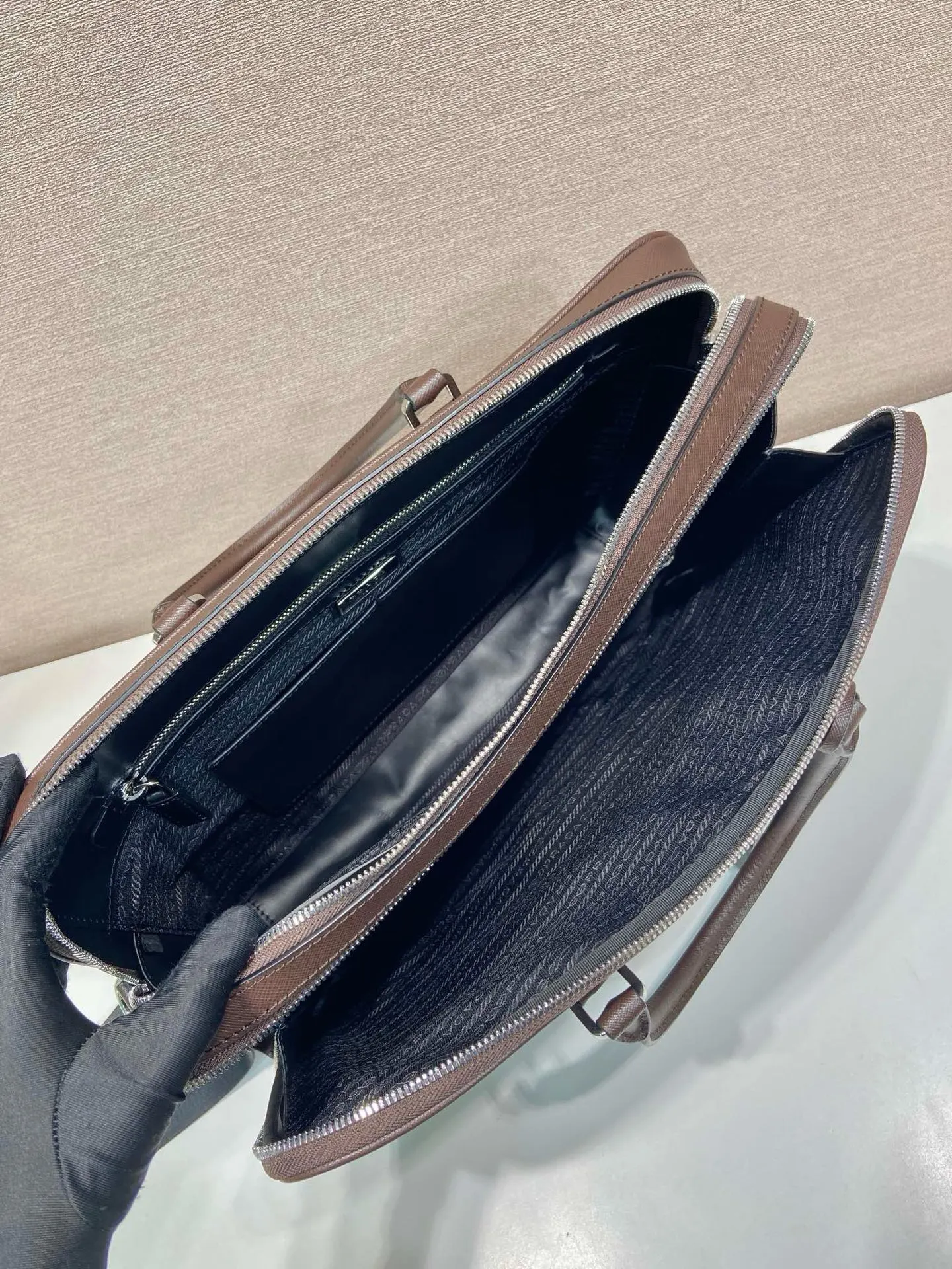 Prada Re-Nylon Leather Saffiano Briefcase