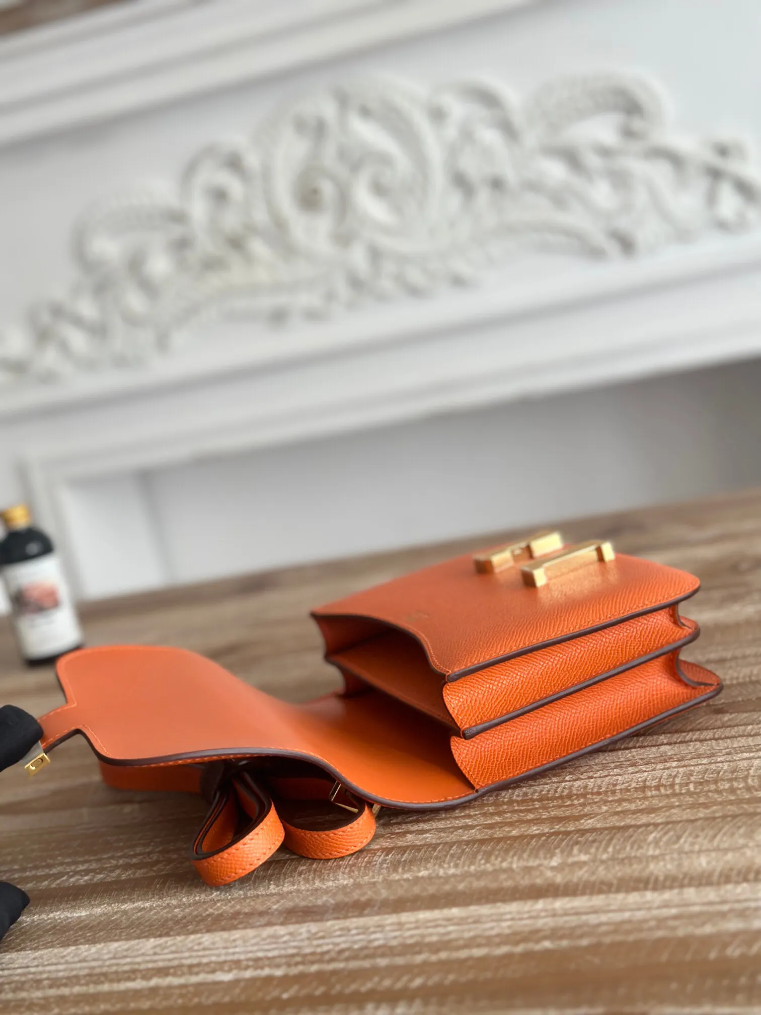 Hermès Constance Orange Leather Crossbody Bag Classic