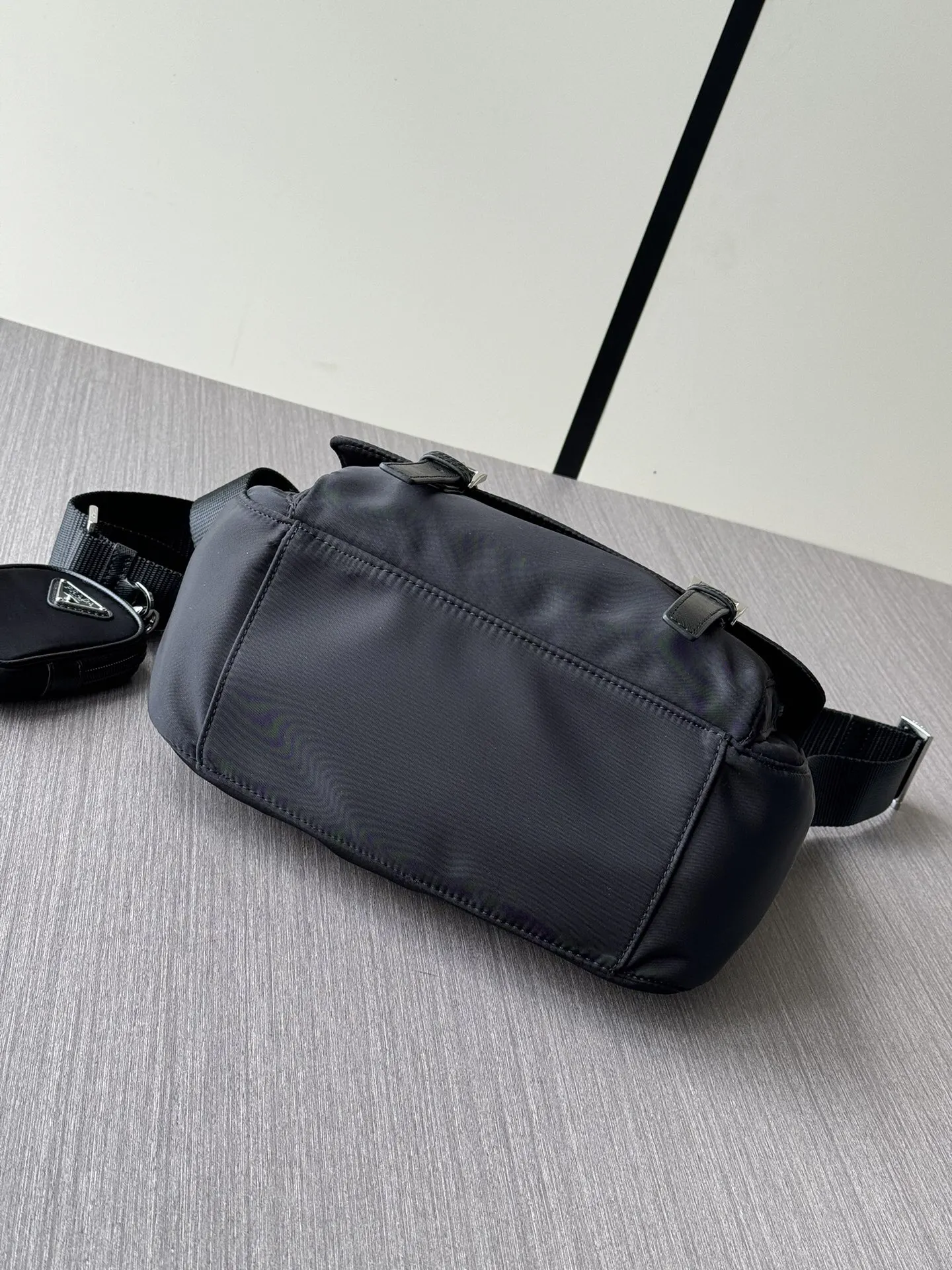 Prada Re-Nylon Black Leather Crossbody Bag