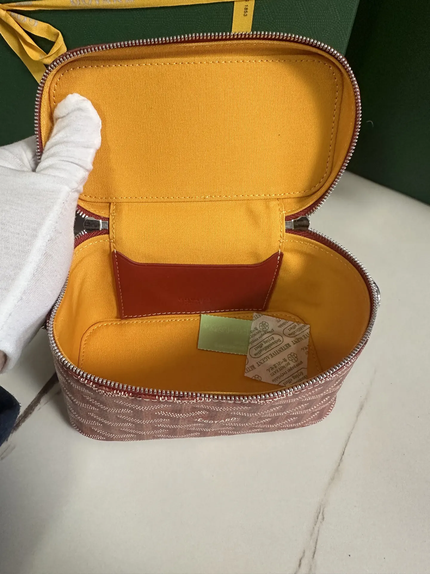 Goyard Yellow Cosmetic Pouch Leather