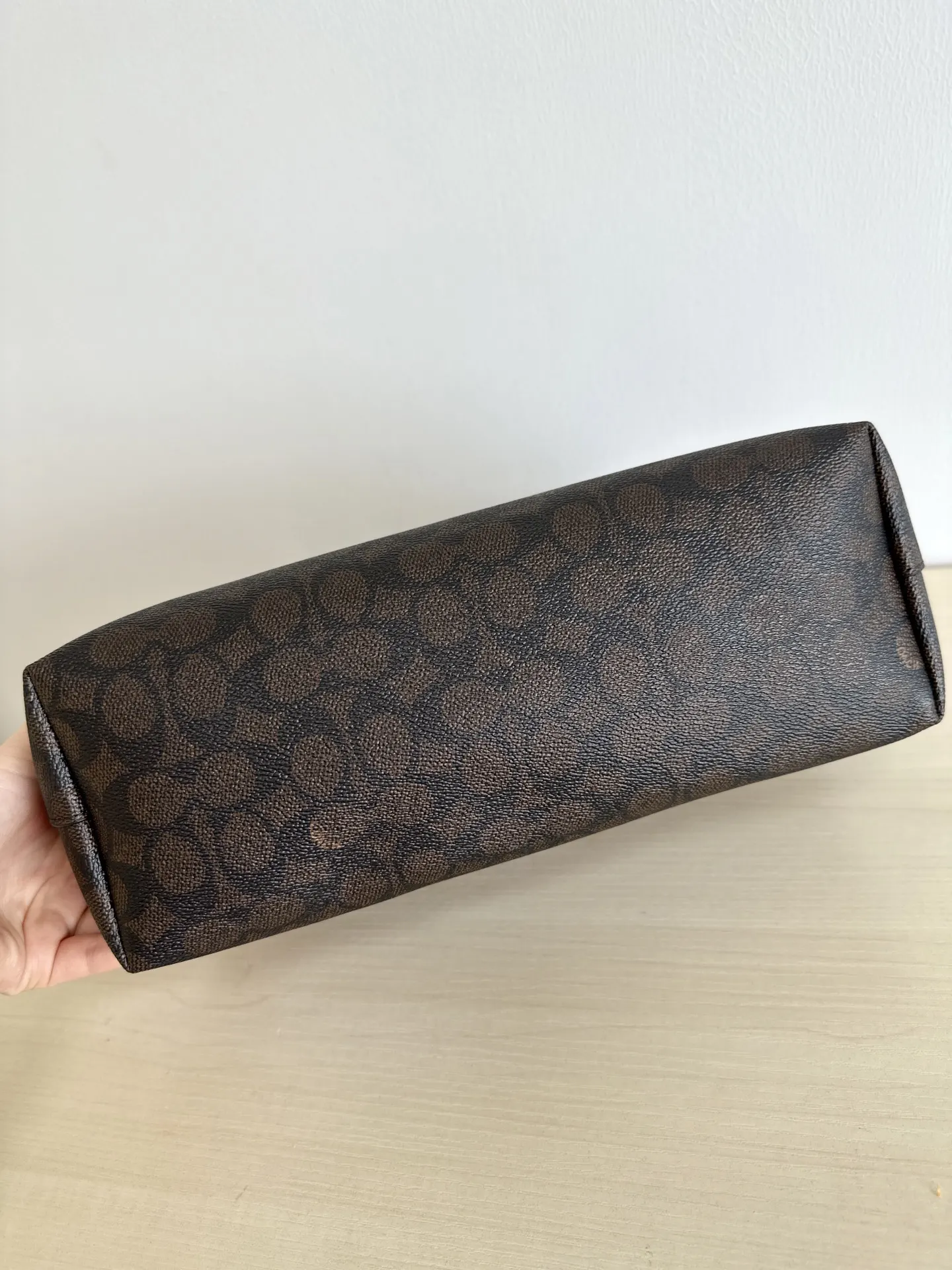 Coach 咖色 老花 牛皮 托特包 大容量托特款