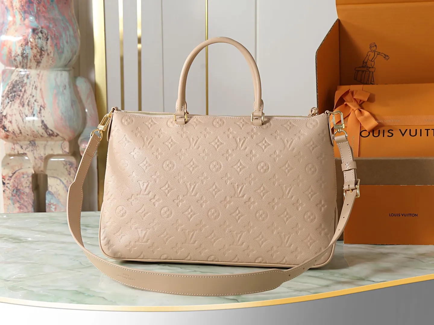 Beige Gold Tote Bag