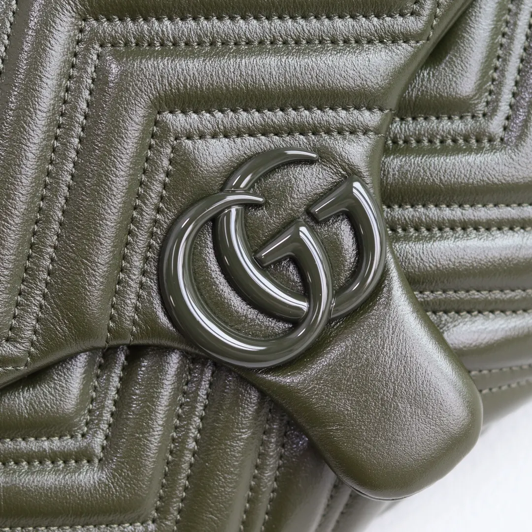 Black Green Chain Bag Leather