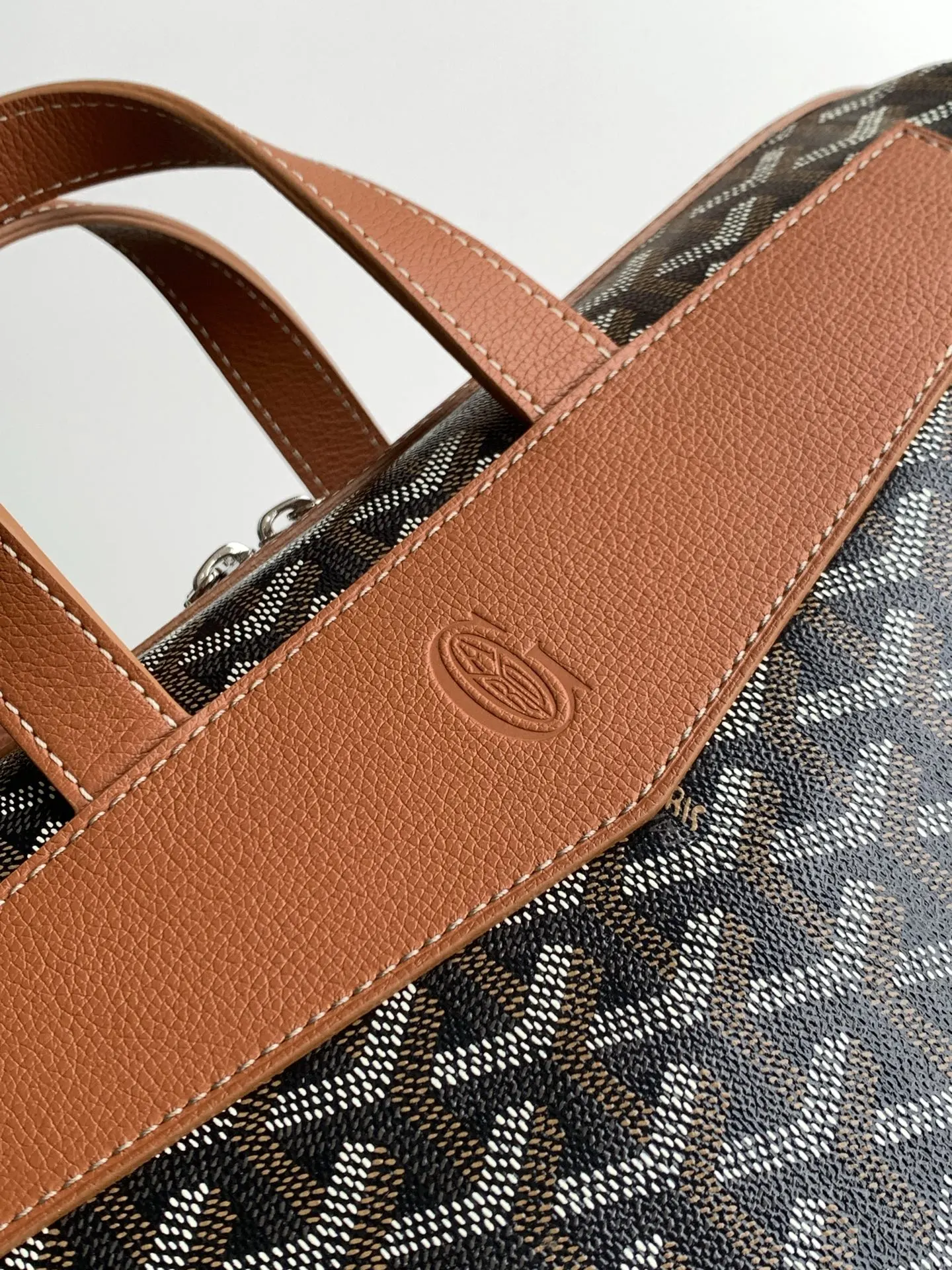 Goyard Black Brown Backpack Leather