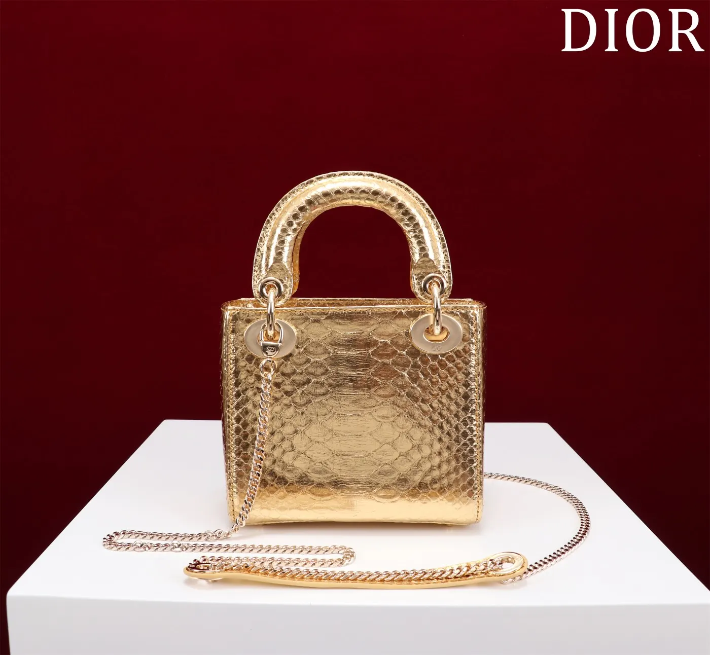 Dior Lady Dior Lady 金色藤格纹手提斜挎包 珠光