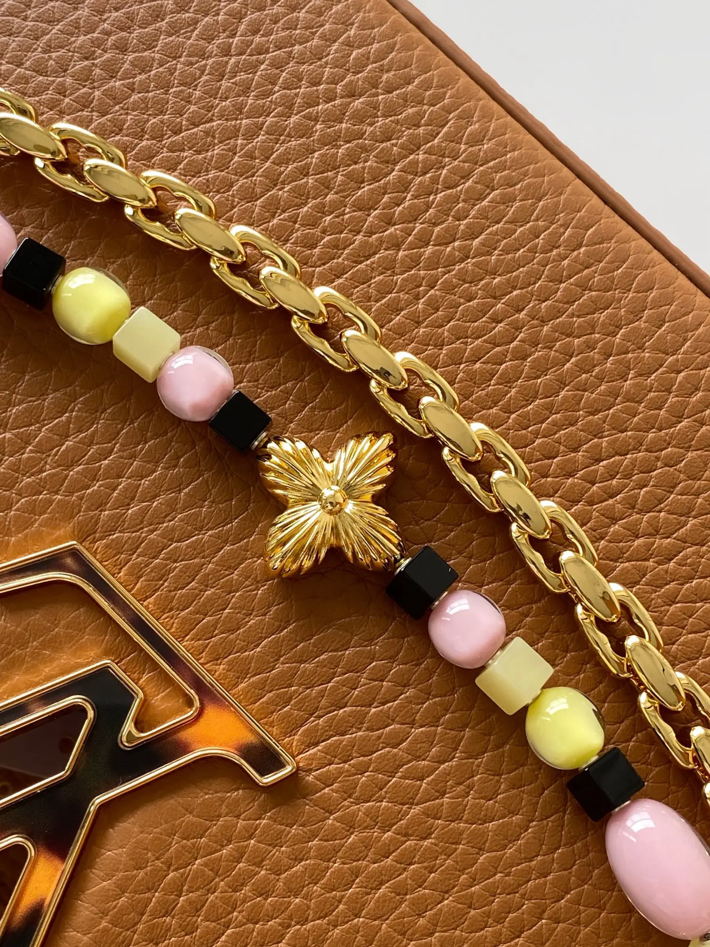 Louis Vuitton Black Brown Chain Bag Leather