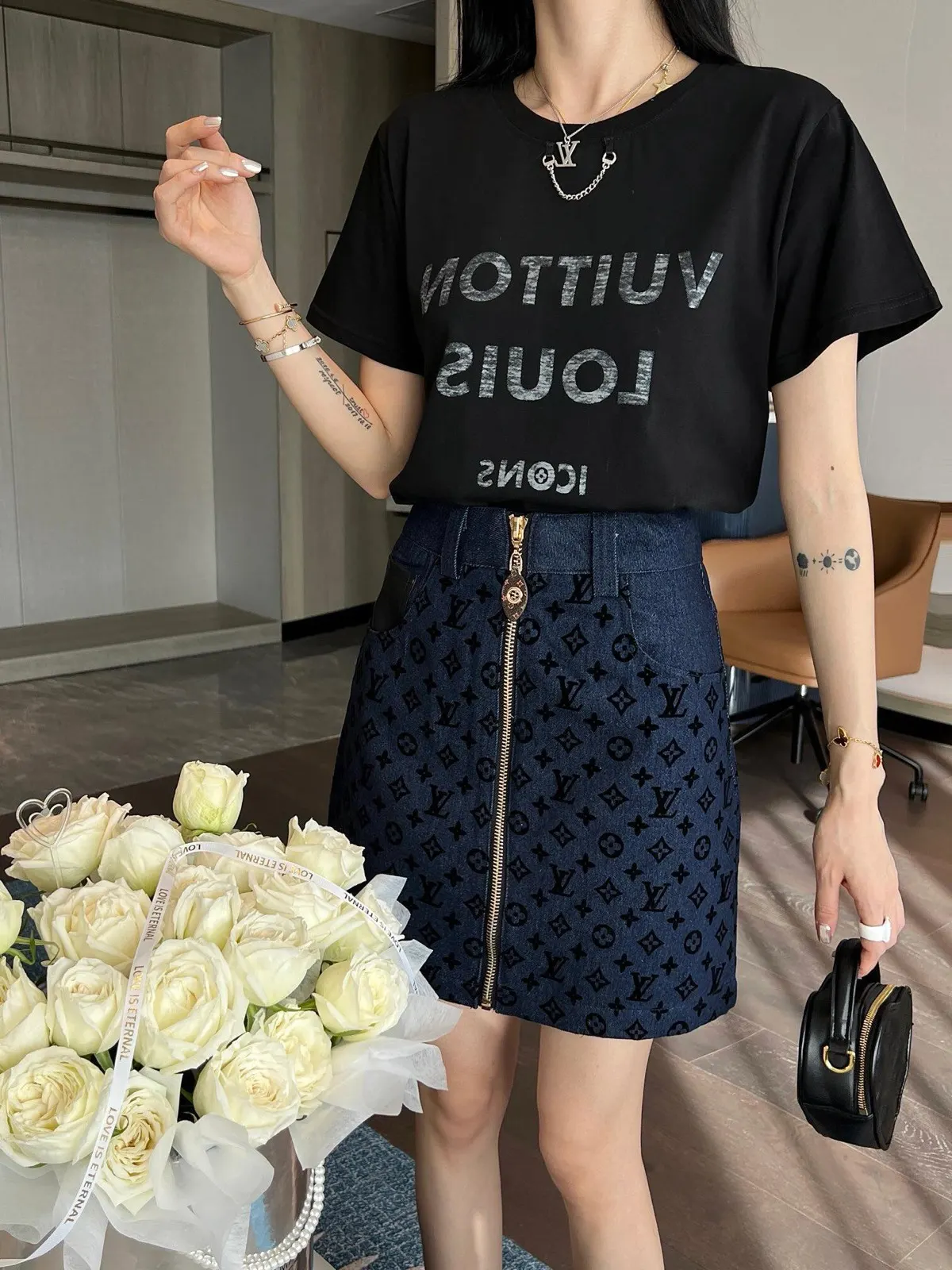 Louis Vuitton Letter Print Short Sleeve T-Shirt