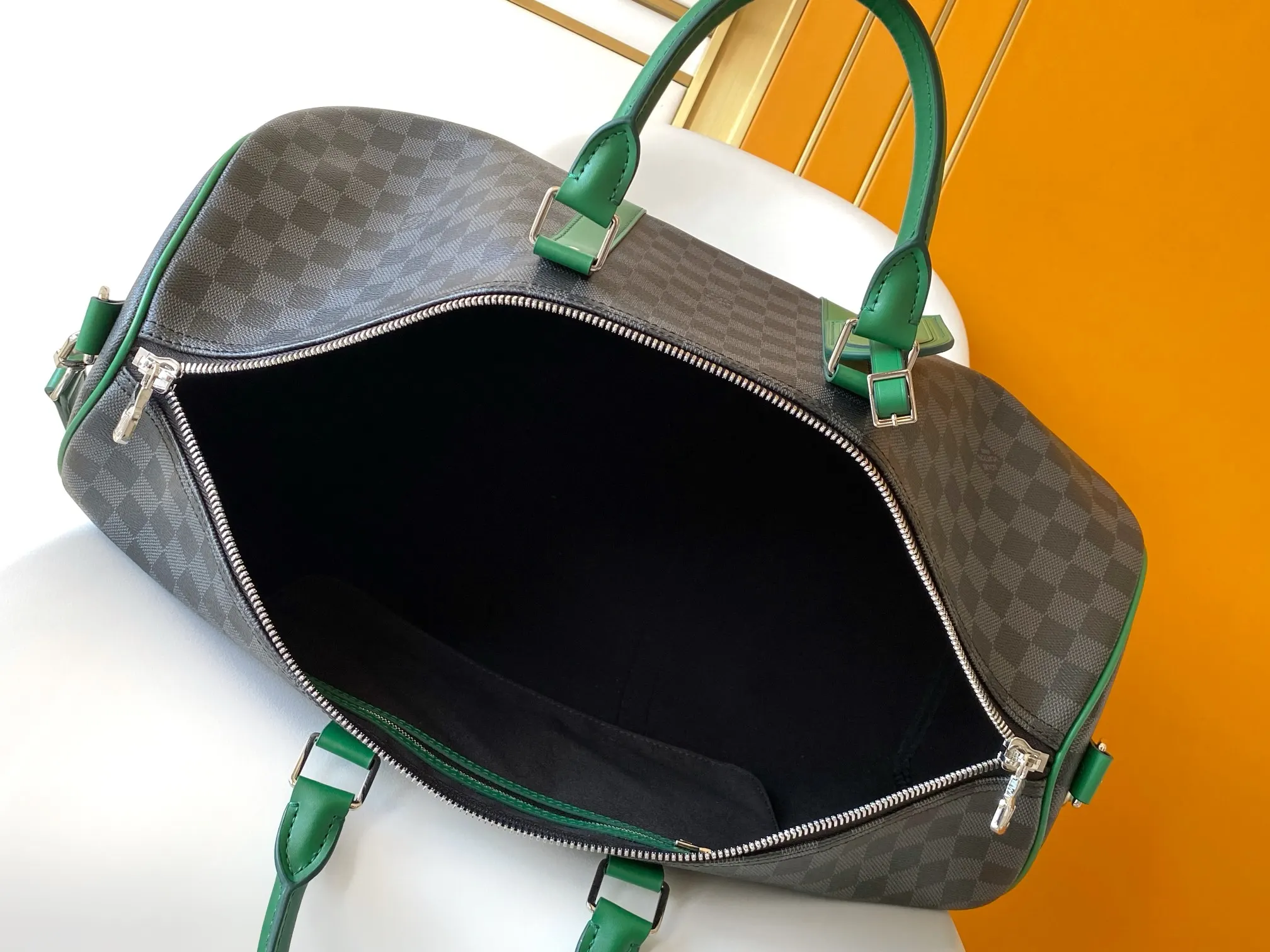Black Green Fashion Item Travel Canvas