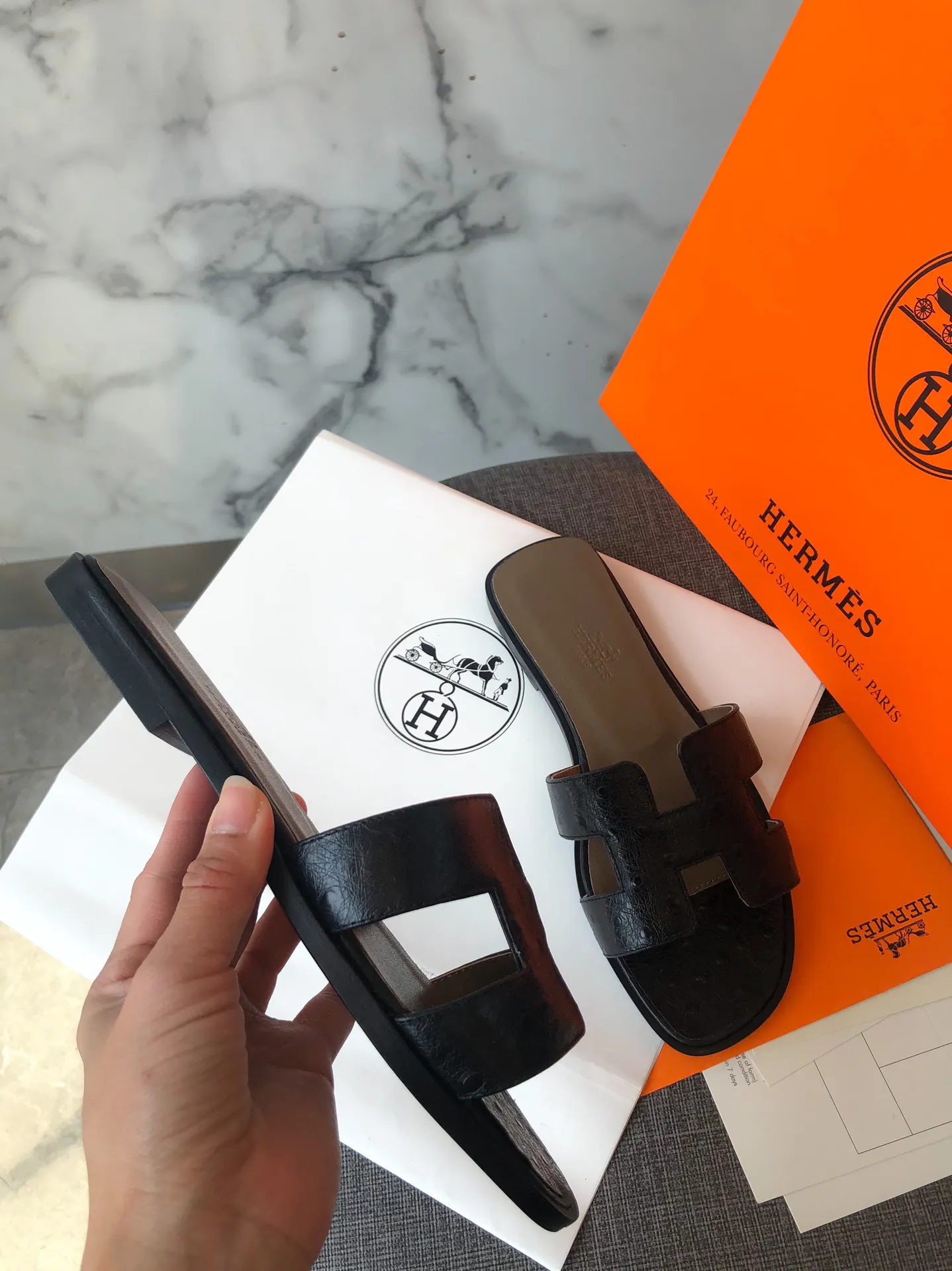 Hermès Leather Slides