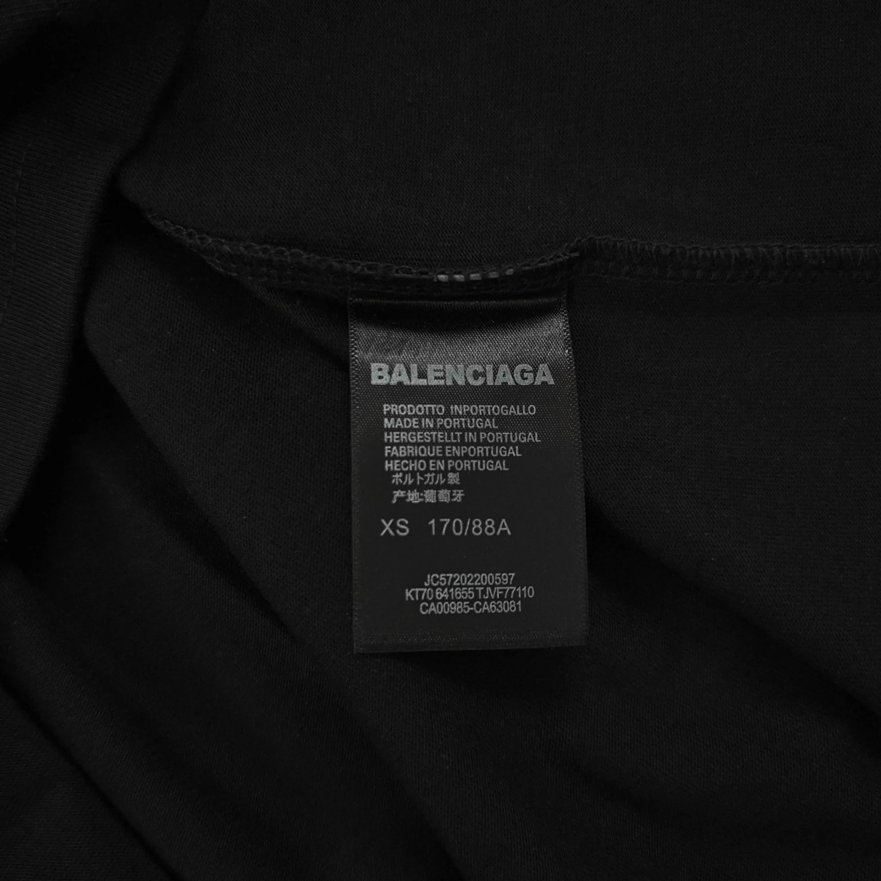 Balenciaga Black Cotton Logo Short Sleeve T-Shirt Loose Casual