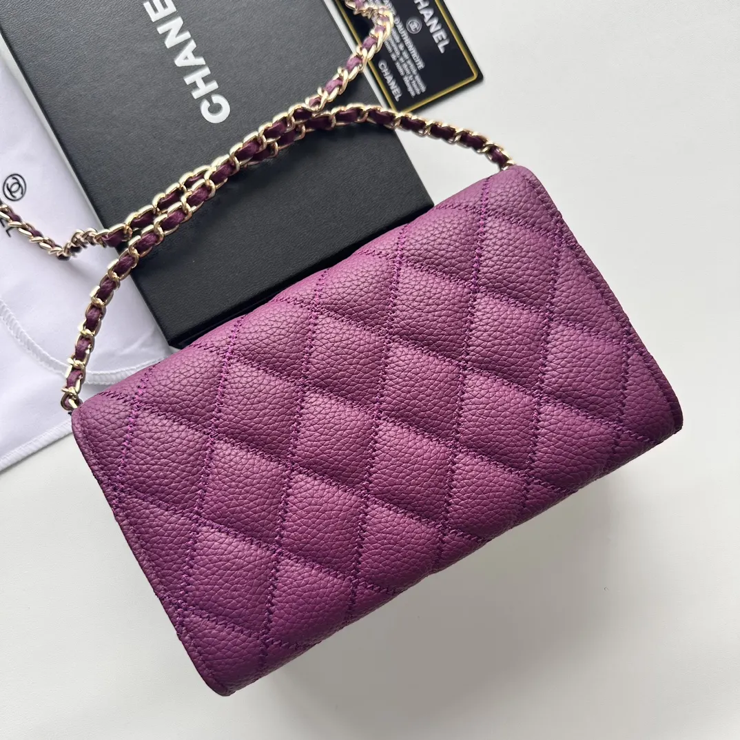 Purple Chain Bag Classic Leather
