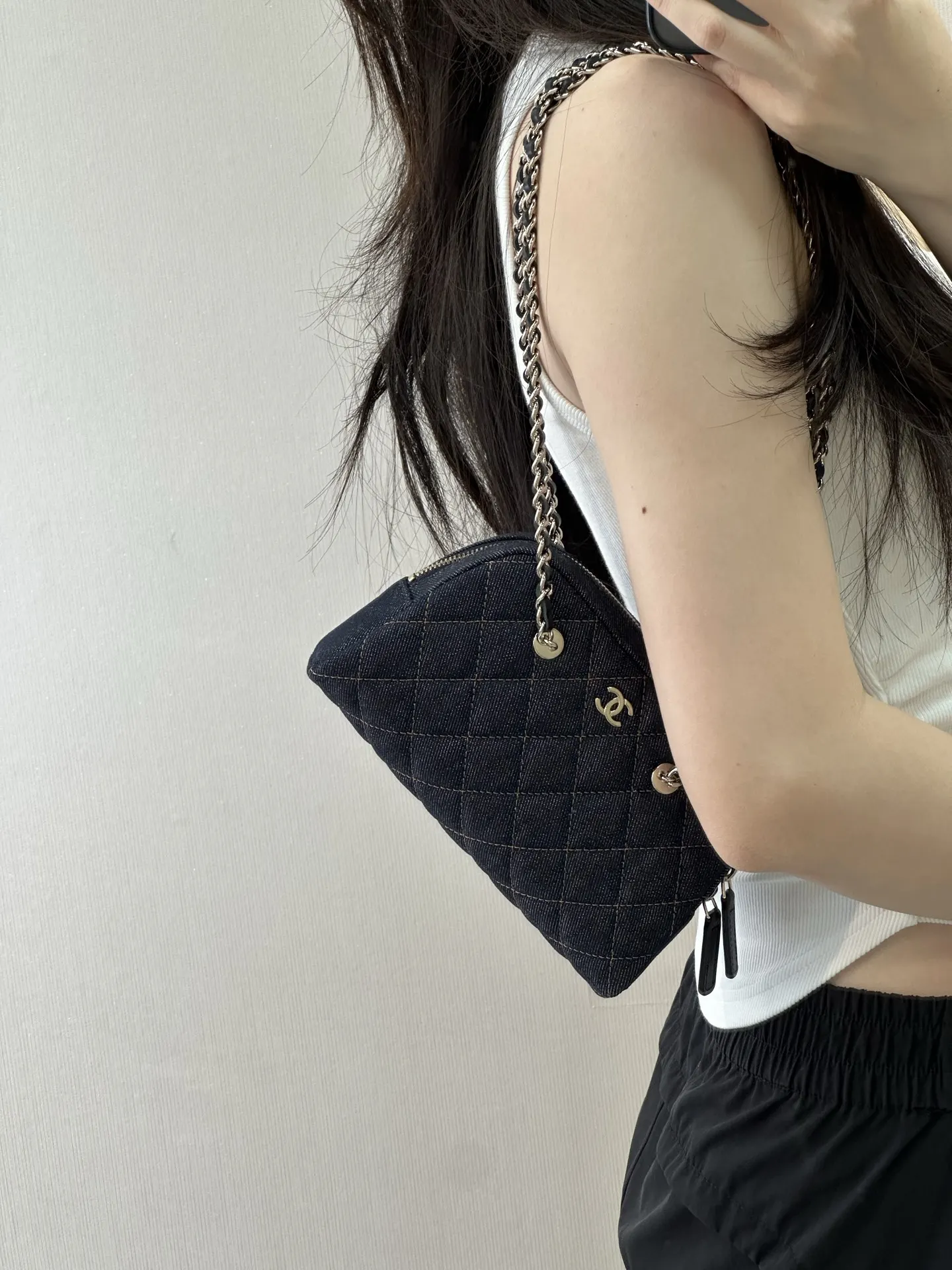 CHANEL 牛仔 丹宁 链条包 精致链条款