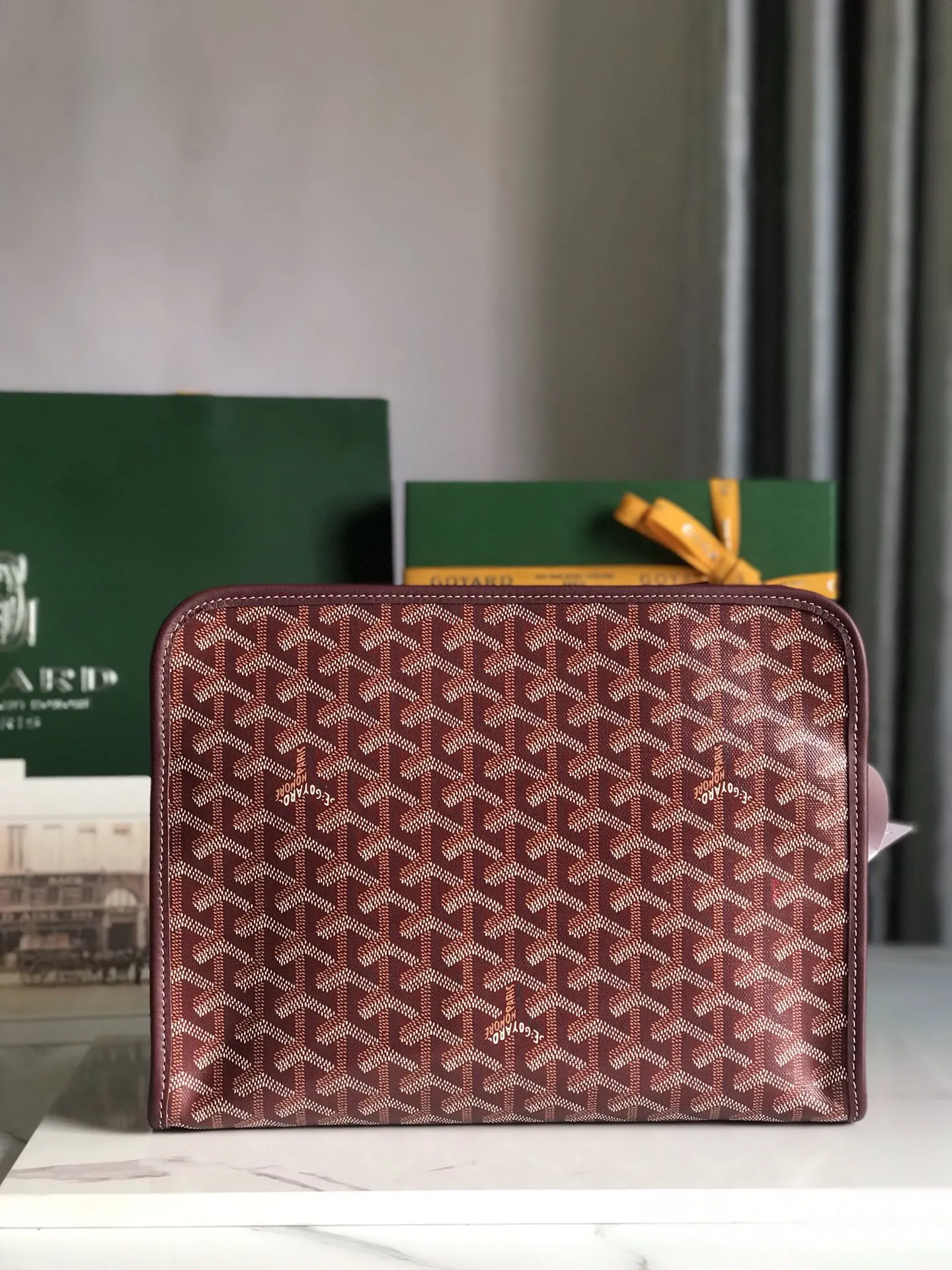 Goyard 黃色 牛皮 手拿包 精致手拿款